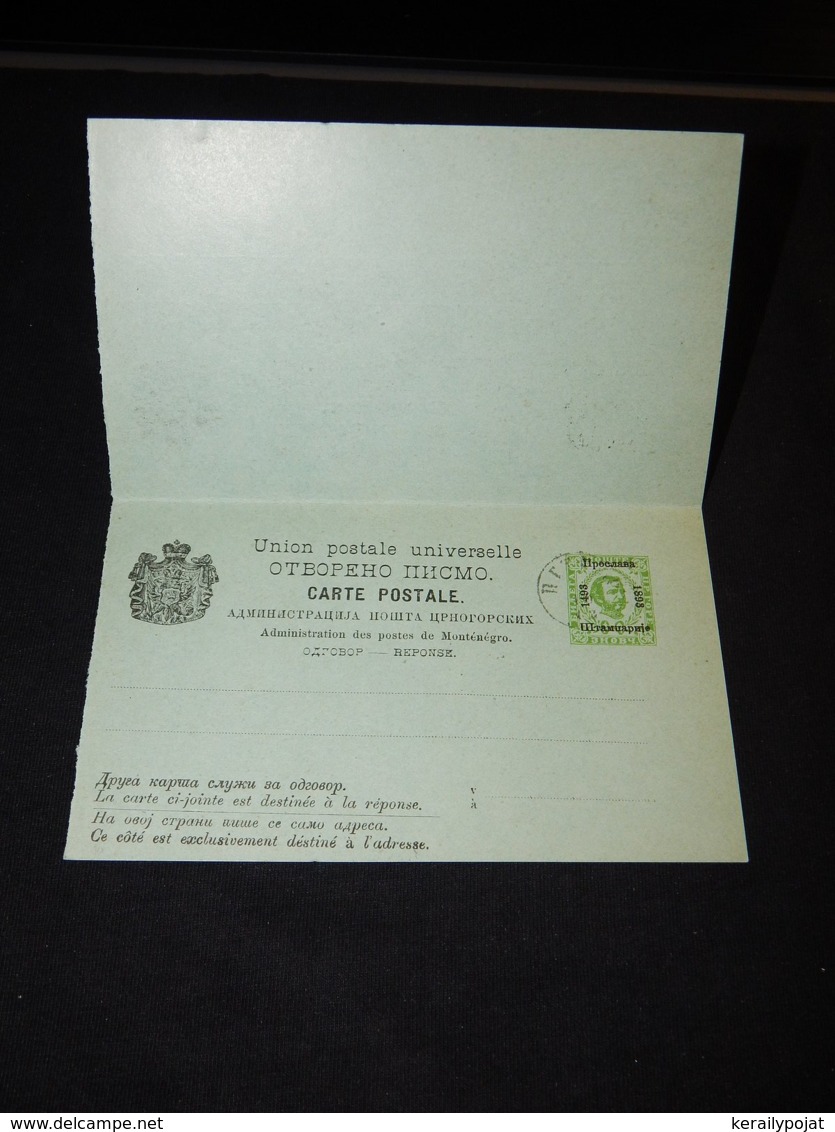 Montenegro 3Nkr Overprint Used Double Stationery Card__(L-27111) - Montenegro