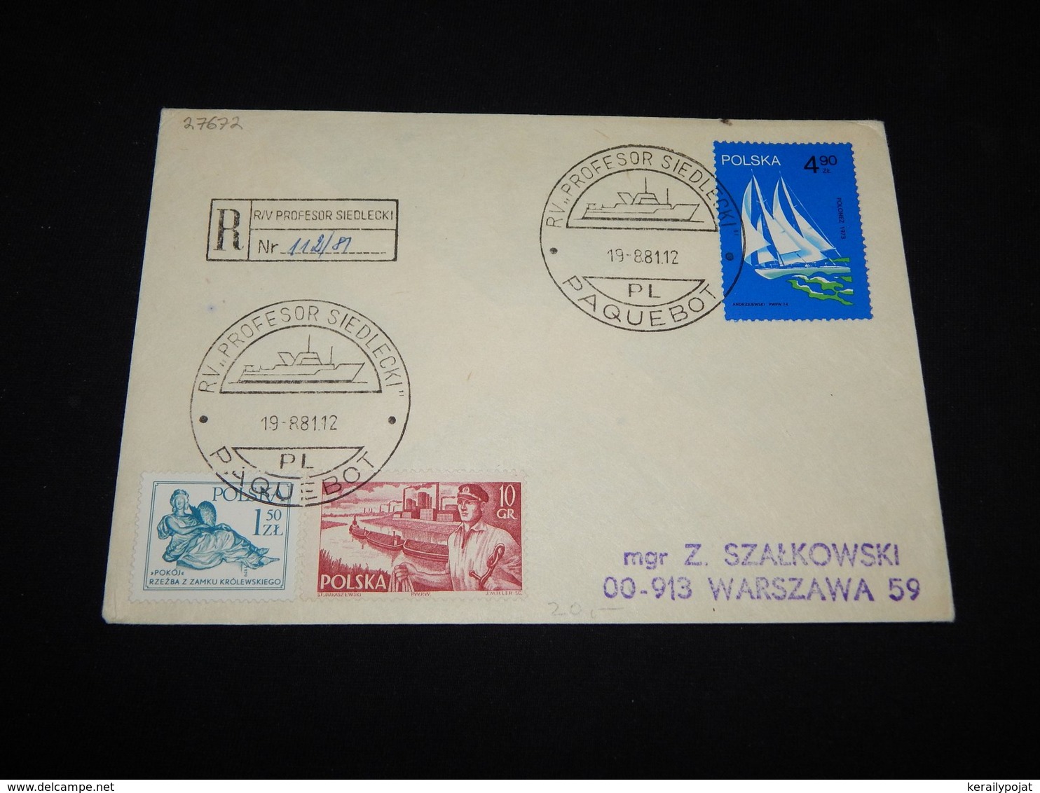 Poland 1988 R/V Professor Siedlecki Paquebot Cover__(L-27672) - Lettres & Documents