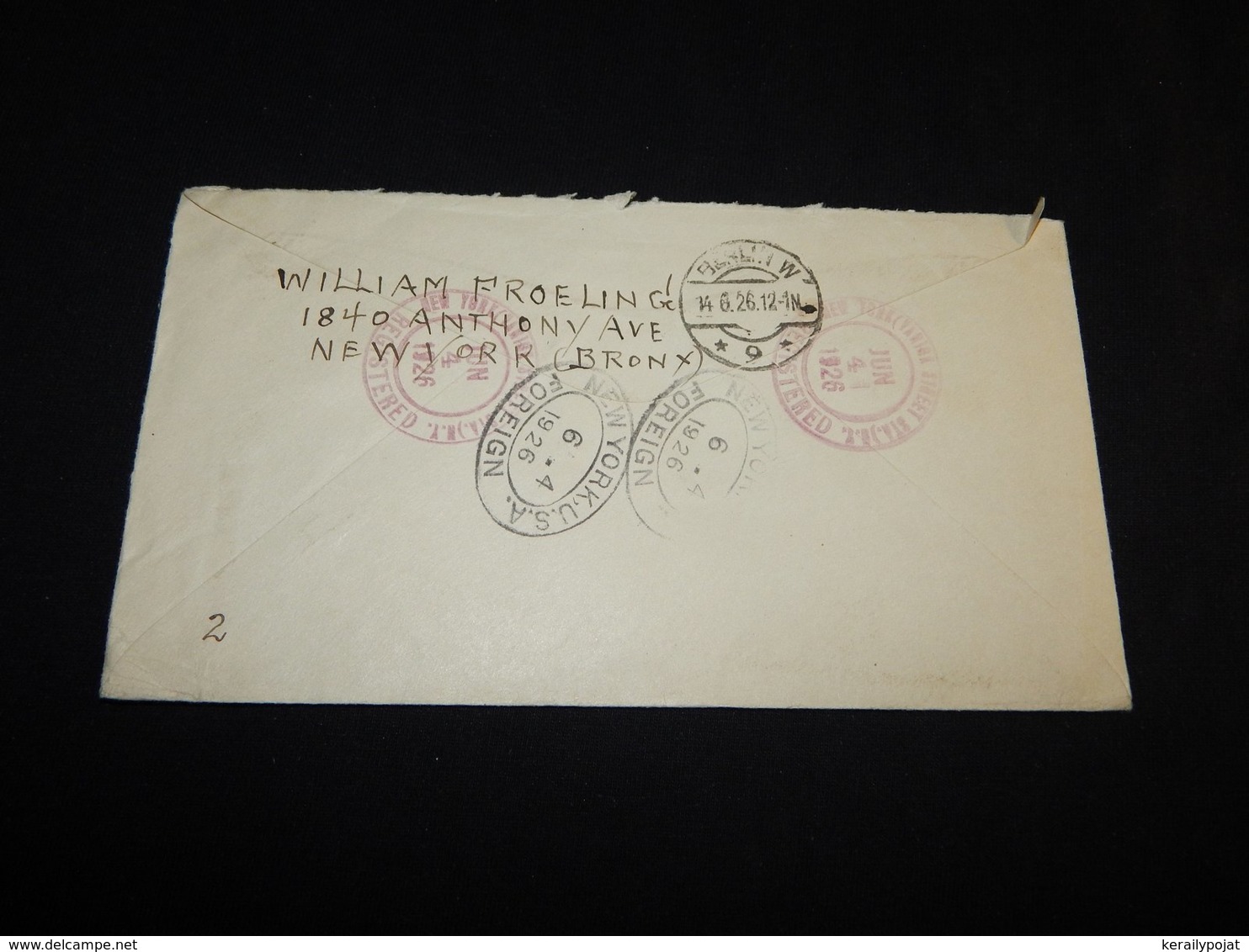USA 1926 New York S.S. Majestic Ship Mail Cover__(L-27127) - Covers & Documents