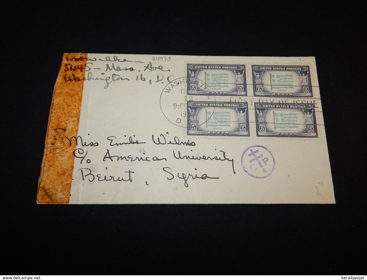 USA 1943 Washington Censored Cover To Syria__(L-24973) - Lettres & Documents