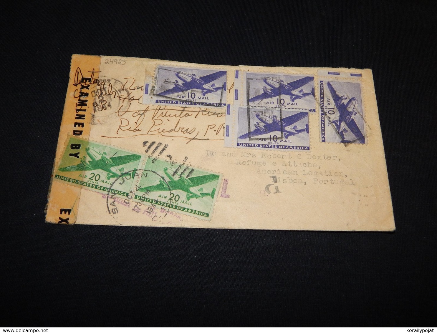 USA 1944 Censored Air Mail Cover To Portugal__(L-24923) - 2c. 1941-1960 Lettres