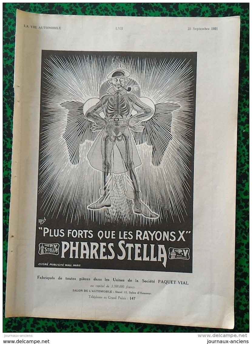 1921 PHARES STELLA - SALON DE L'AUTOMOBILE - ROULEMENTS À BILLES RCF - ANTI VOL FERMOS - Non Classés