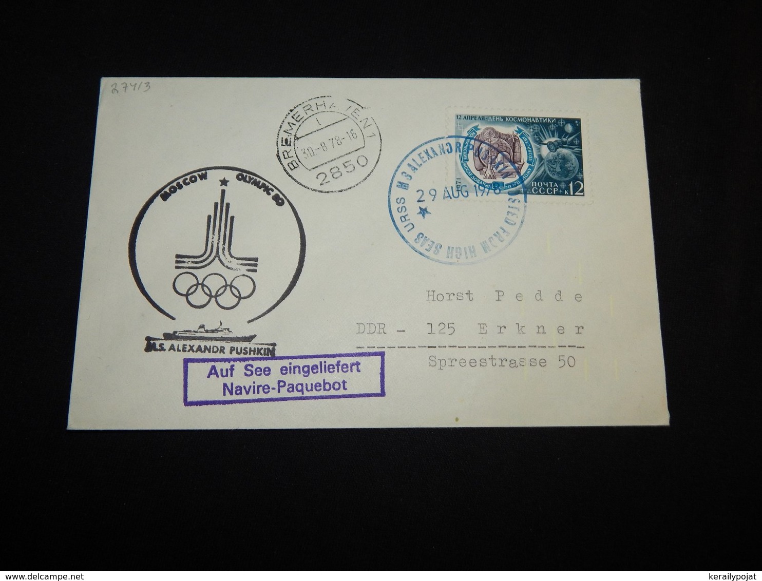 USSR 1978 Bremerhaven M.S. Alexandr Pushkin Paquebot Cover__(L-27413) - Cartas & Documentos