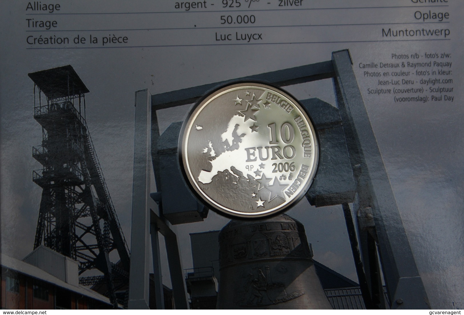 BELGIE 10 EURO  ZILVER 2006   MIJNWERKER      QUALITY PROOF  - ZIE AFBEELDINGEN   : HALVE KARTON - Belgium