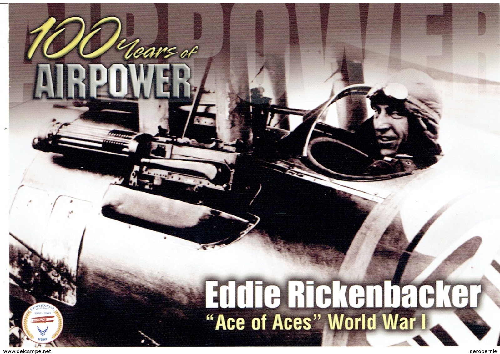 100 Years Of Airpower / EDDIE RICKENBACKER - "Ace Of Aces" (U.S.Air Force Edition) - Modern Card - 1914-1918: 1st War