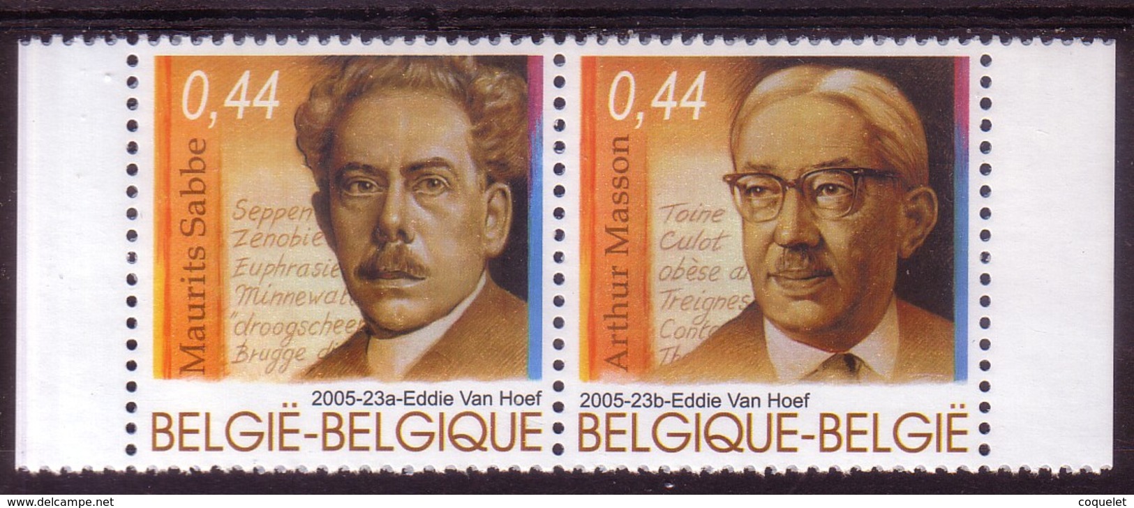 BE 2005 - N° 3464/3465 XX En Paire -   Littérature Populaire - Maurits SABBE Er Arthur MASSON - Unused Stamps