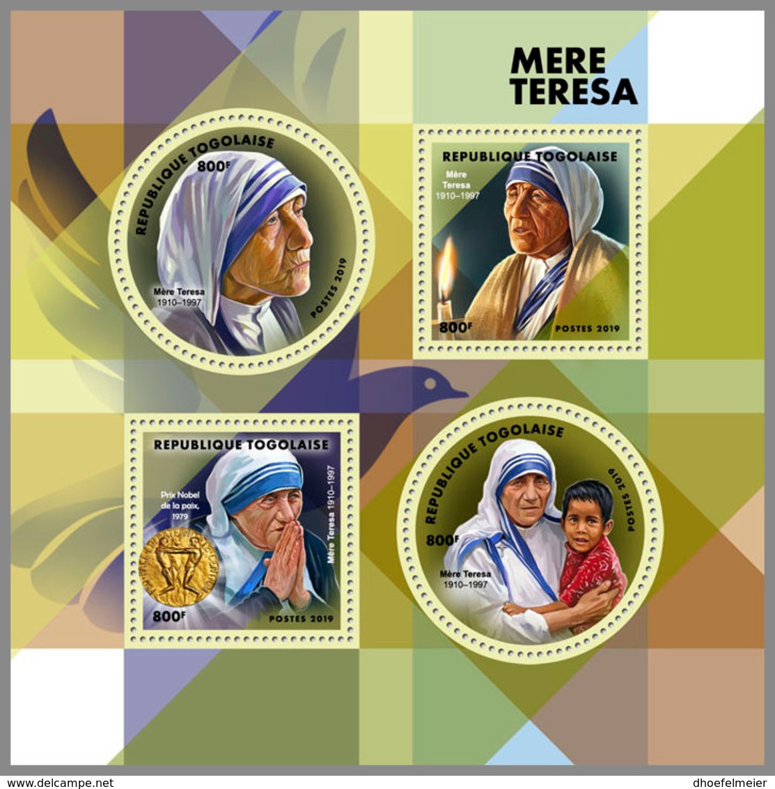 TOGO 2019 MNH Mother Teresa Mutter Teresa Mere Teresa M/S - IMPERFORATED - DH1912 - Mother Teresa