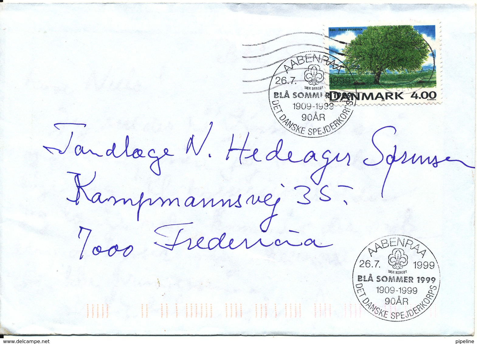 Denmark Cover Scout Scouting Aabenraa 26-7-1999 (Blue Summer) - Covers & Documents