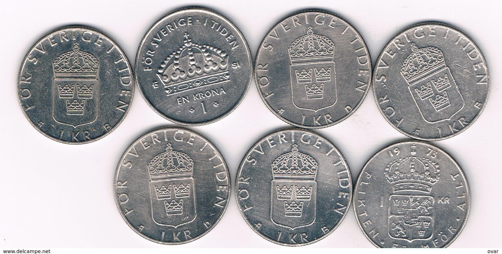 7 X 1 KRONA ZWEDEN /2944/ - Suède