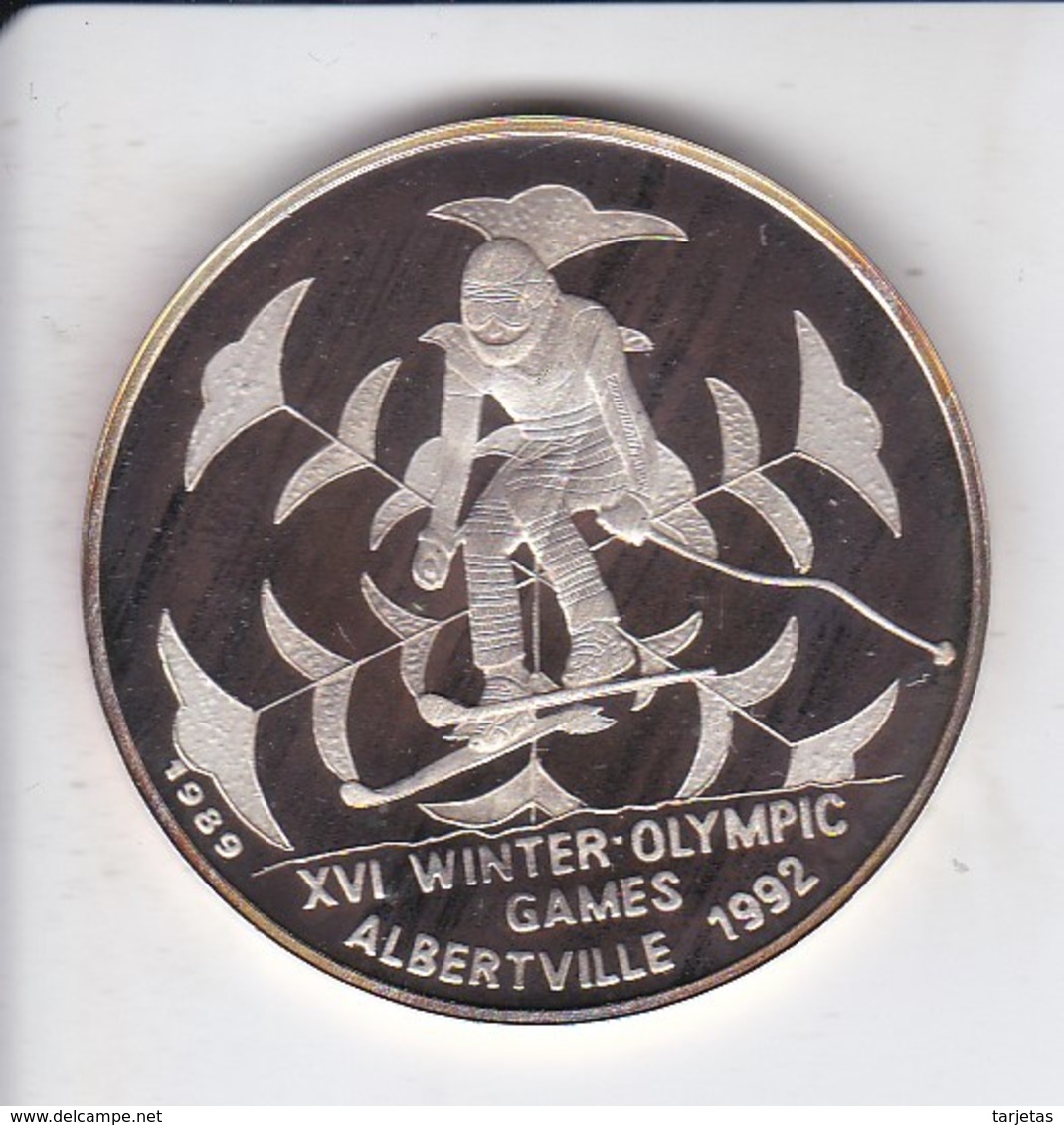 MONEDA DE PLATA DE CAMBOYA DE 20 RIELS DEL AÑO 1989 OLYMPIC GAMES ALBERTVILLE 1992 (SILVER-ARGENT) - Camboya