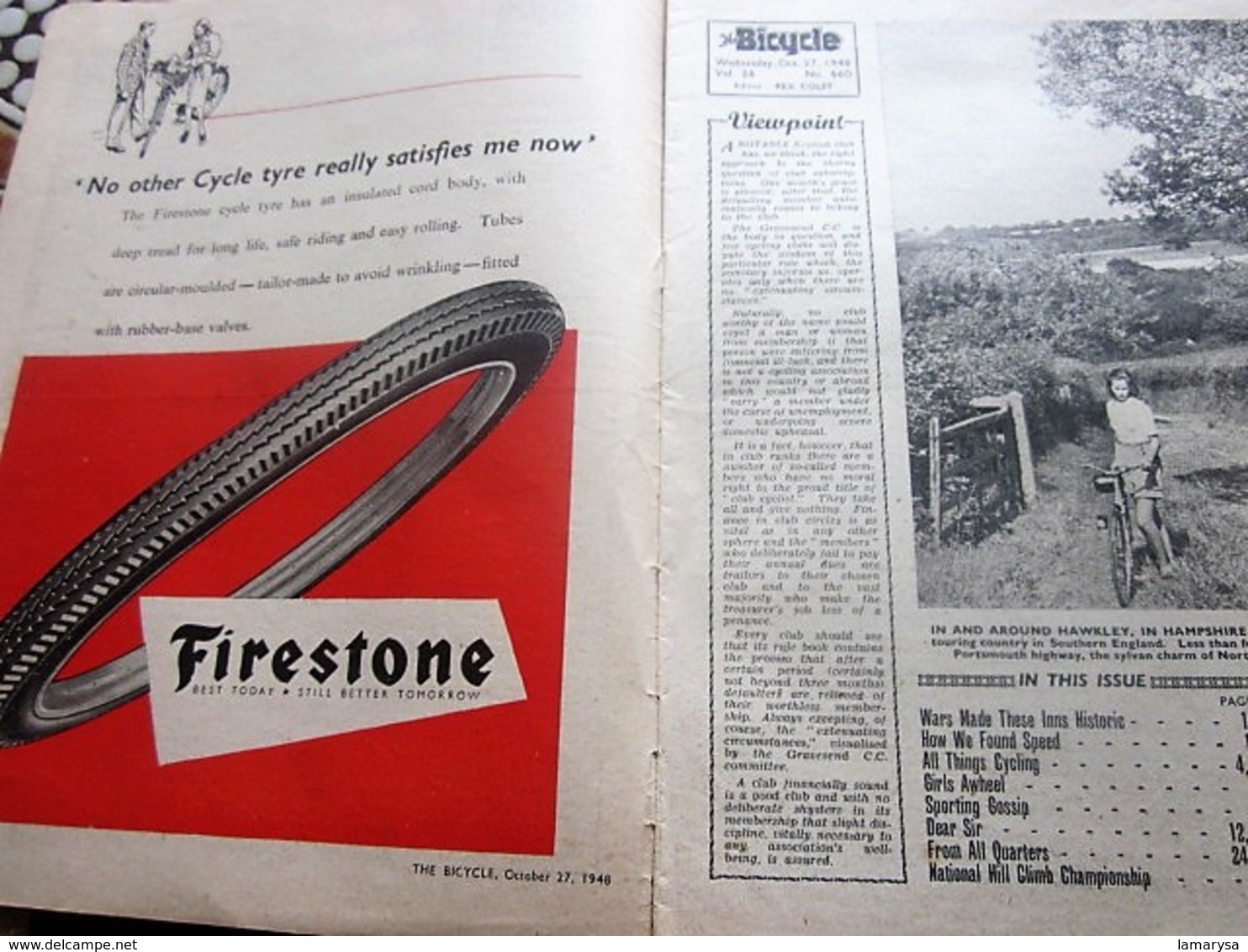 Oct 1948 CYCLING THE CYCLIST'S WEEKLY-NEWSPAPER-ADVERTISSING-PHOTOS DIVERS-PUBLICITÉ EPOQUE-DUNLOP-REVUE CYCLISME-CYCLES - Cycling