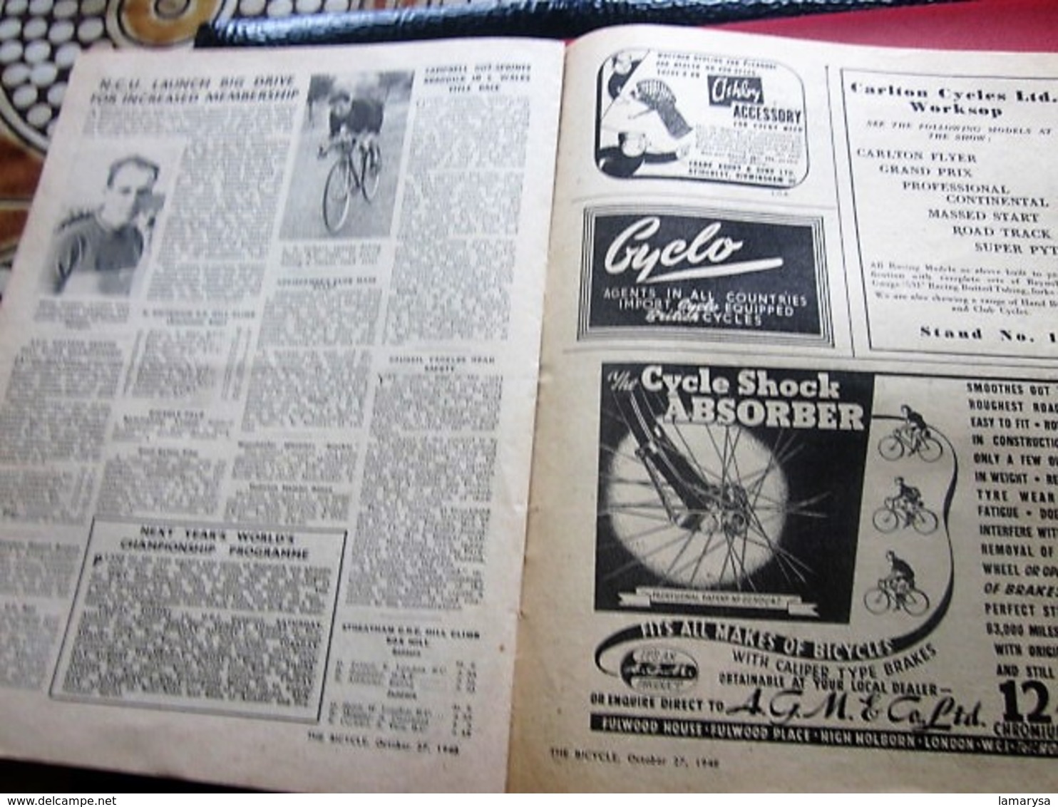 Oct 1948 CYCLING THE CYCLIST'S WEEKLY-NEWSPAPER-ADVERTISSING-PHOTOS DIVERS-PUBLICITÉ EPOQUE-DUNLOP-REVUE CYCLISME-CYCLES