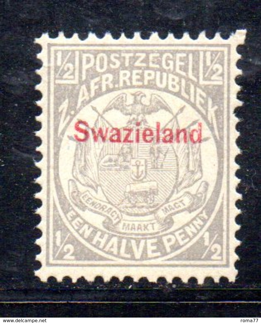 XP5065 - SWAZILAND 1889 , 1/2 P. Yvert N. 2  Nuovo  * Spst Rossa - Swaziland (...-1967)