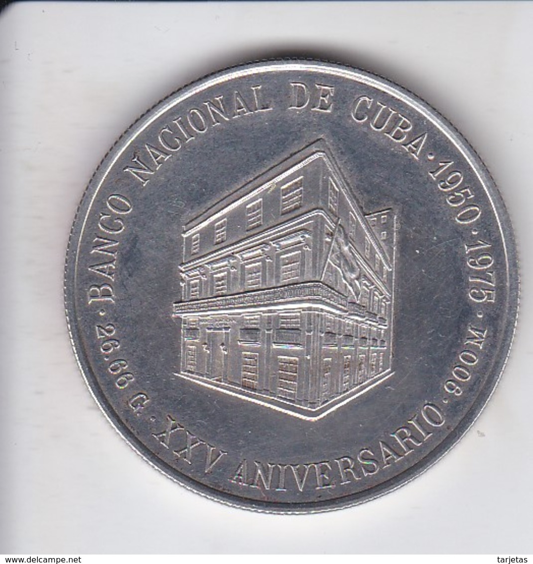 MONEDA DE PLATA DE CUBA DE 10 PESOS DEL AÑO 1975 BANCO NACIONAL  (COIN) SILVER-ARGENT - Cuba