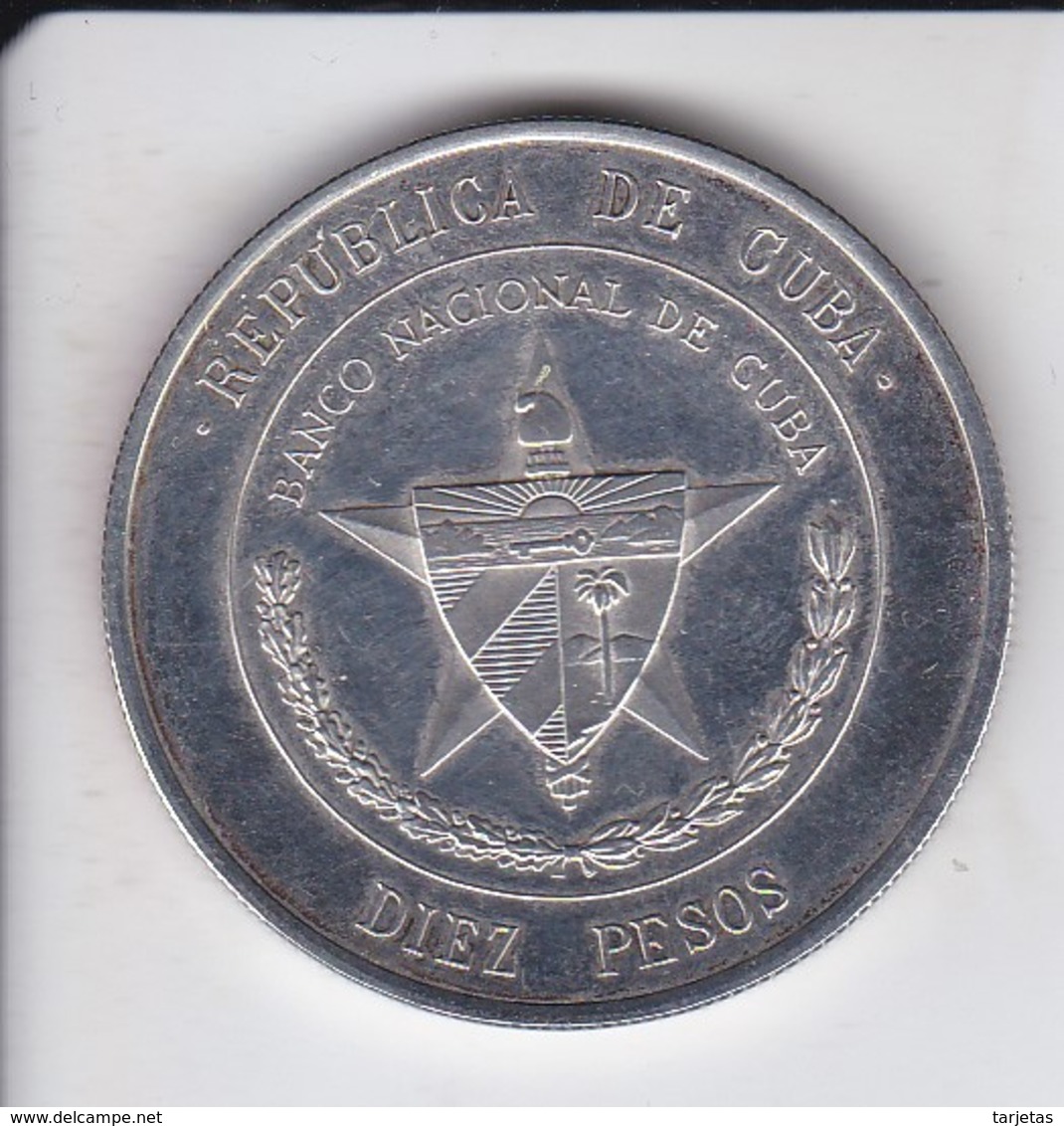 MONEDA DE PLATA DE CUBA DE 10 PESOS DEL AÑO 1975 BANCO NACIONAL  (COIN) SILVER-ARGENT - Cuba