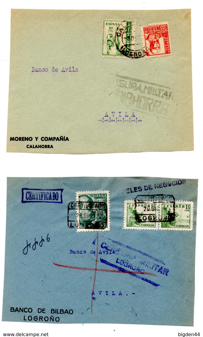 7 Devants D'enveloppes (fronts) Civil War Guerre Censura Espagne Sevilla Calahorra Utrera Logrono Cantillana - Marcas De Censura Nacional