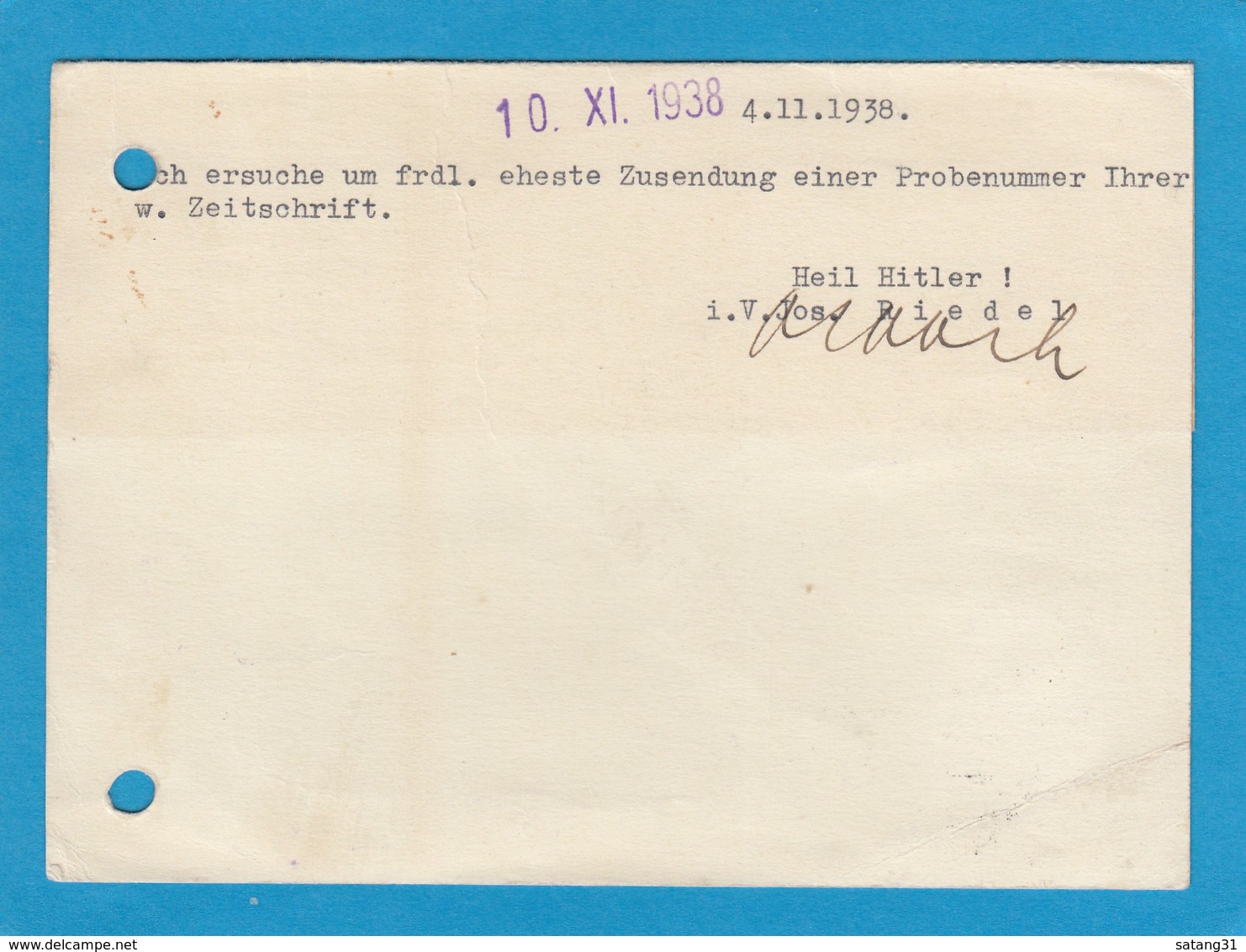 NOTSTEMPEL "RÖHRSDORF BEI ZWICKAU",BÖHMEN. - Occupation 1938-45