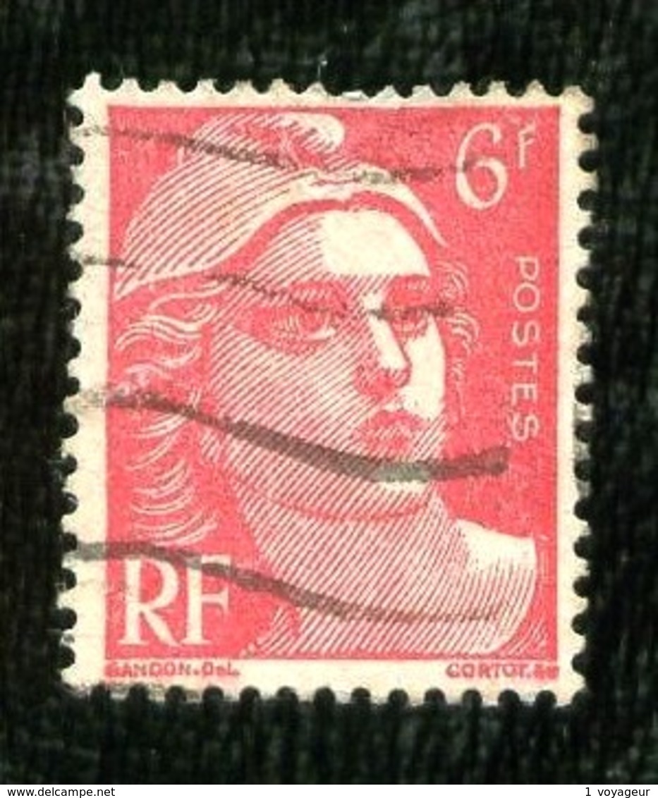 721Ab - 6F Rouge-carmin Marianne De Gandon - Variété : "Mèches Reliées (retouché)" - Oblitéré - Très Beau - 1945-54 Marianne Of Gandon