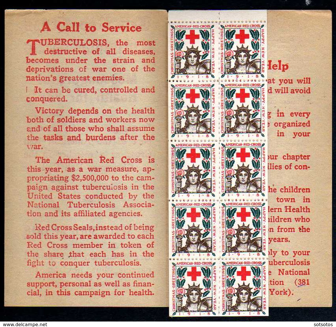 USA 1918: Ten RED CROSS Christmas Seals - Very Nice And Rare - MNH - Autres & Non Classés