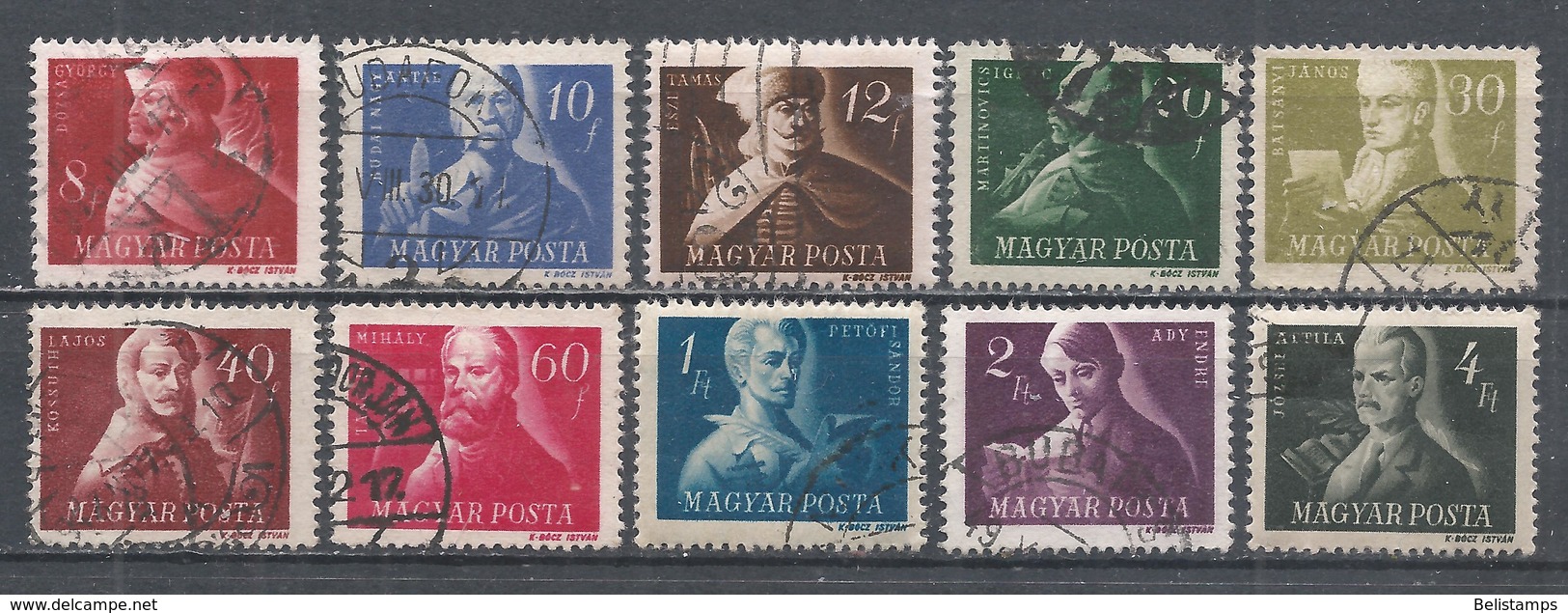 Hungary 1947. Scott #816-25 (U) Famous Hungarian ** Complete Set - Oblitérés