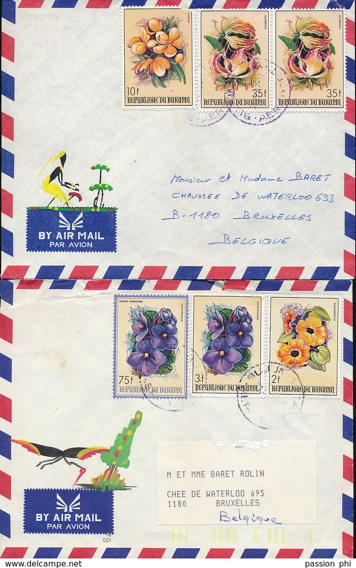 BURUNDI SMALL SELECTION OF COVERS ONE WITH BUTTERFLY WITH OVERPRINT - Oblitérés