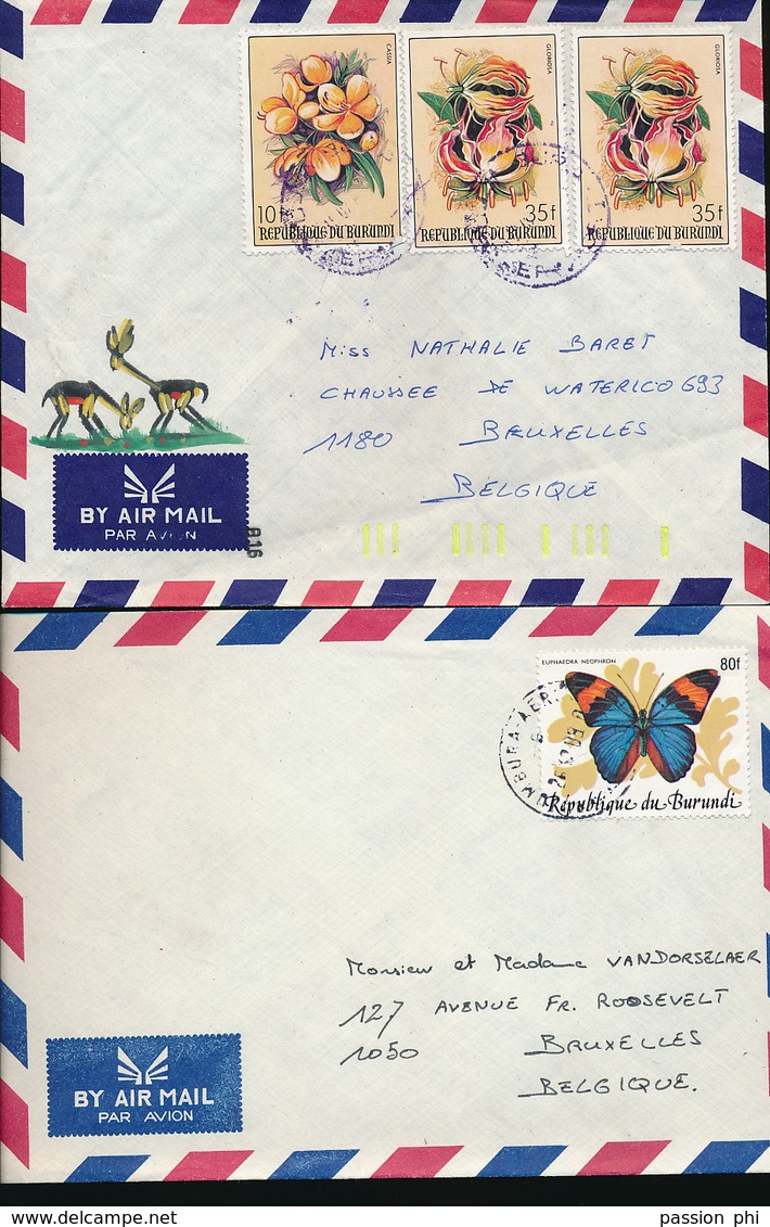 BURUNDI SMALL SELECTION OF COVERS ONE WITH BUTTERFLY WITH OVERPRINT - Oblitérés