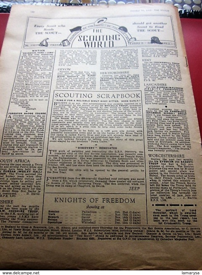 10/1948--THE SCOUT FOUNDED LORD BADEN-POWELL-OFFICIAL-ORGAN-BOY-SCOUT-SCOUTING-SCOUTISME-JAMBOREE-SCRAPBOOK-ADVERTISSING
