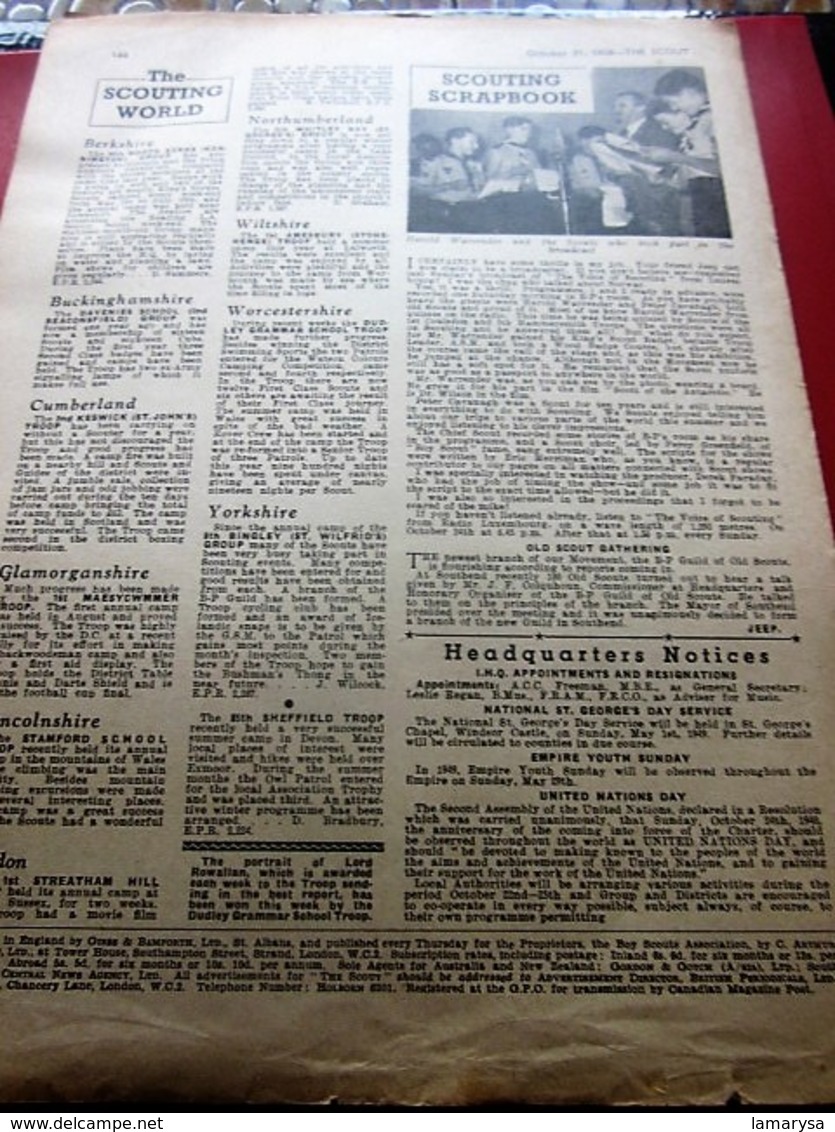 09/1948--THE SCOUT FOUNDED LORD BADEN-POWELL-OFFICIAL-ORGAN-BOY-SCOUT-SCOUTING-SCOUTISME-JAMBOREE-SCRAPBOOK-ADVERTISSING - Pfadfinder-Bewegung