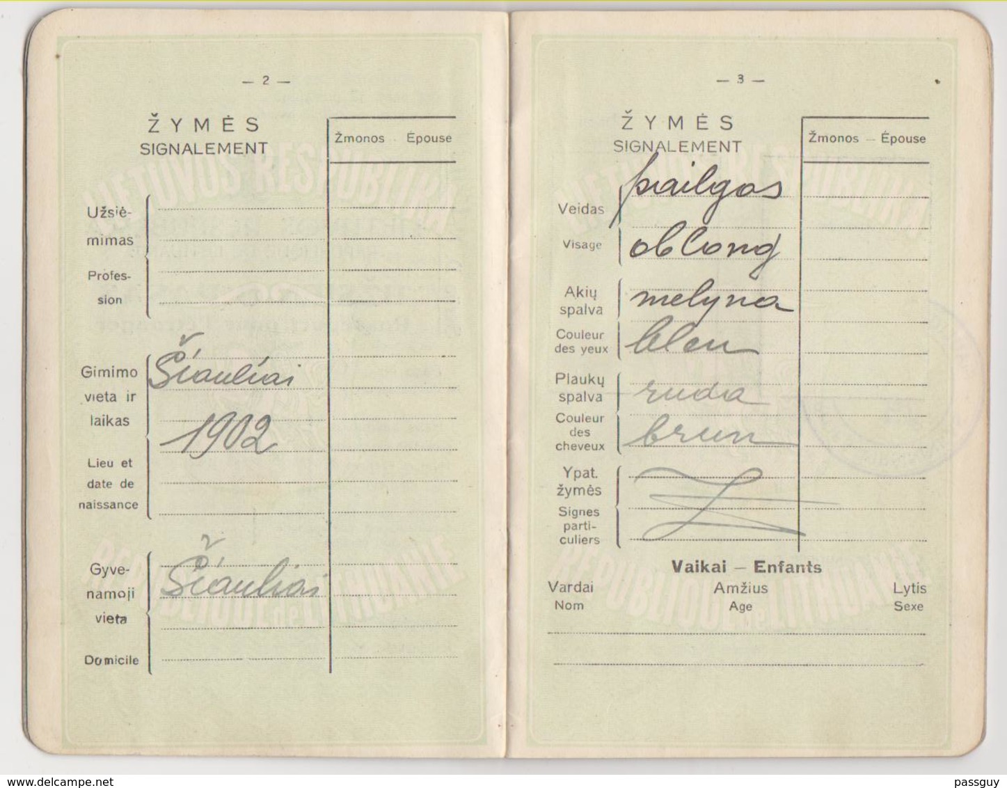 LITHUANIA Passport 1928 Passeport LITHUANIE – Reisepaß – Revenues/Fiscaux - Documentos Históricos