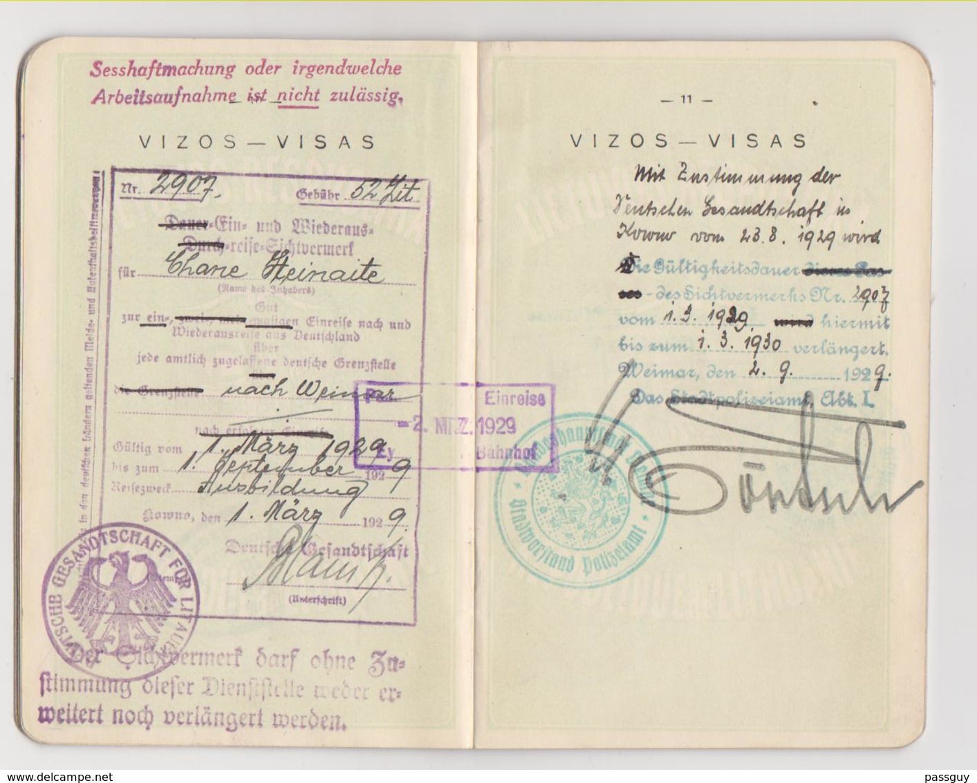 LITHUANIA Passport 1928 Passeport LITHUANIE – Reisepaß – Revenues/Fiscaux