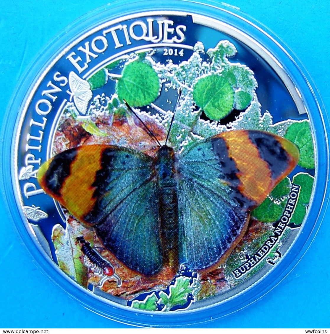 REPUBLIQUE CENTRAFRICAINE 1000 F 2014 SILVER PROOF 3D BUTTERFLY PAPILLONS EXOTIQUES WILDLIFE WEIGHT 25g TITOLO 0,925 MIN - Central African Republic