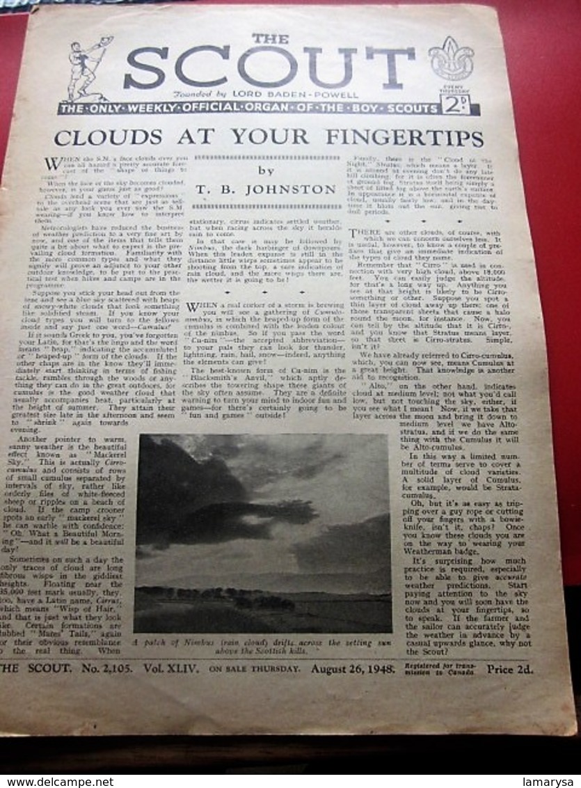 08/1948--THE SCOUT FOUNDED LORD BADEN-POWELL-OFFICIAL-ORGAN-BOY-SCOUT-SCOUTING-SCOUTISME-JAMBOREE-SCRAPBOOK-ADVERTISSING - Pfadfinder-Bewegung