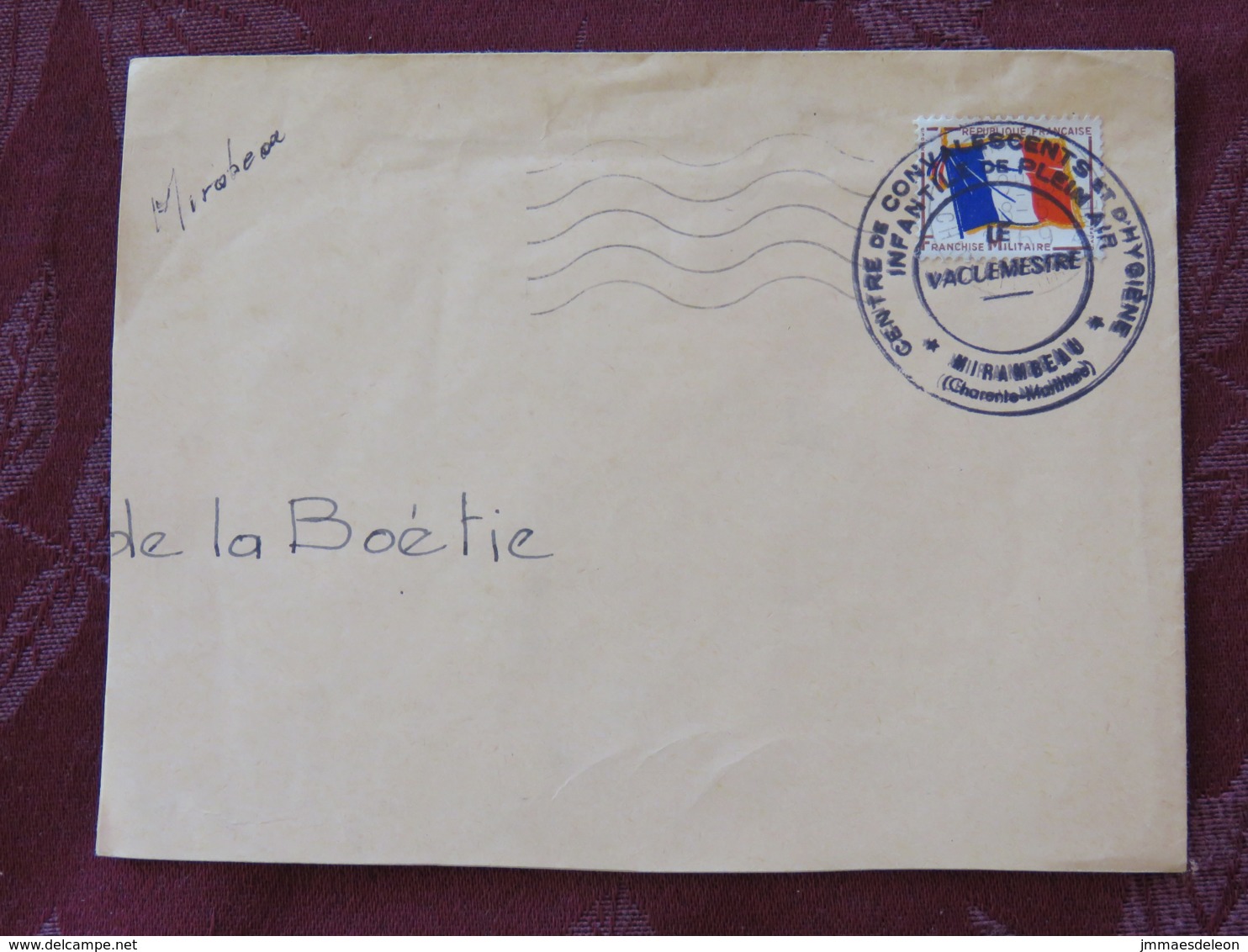 France 1968 Military Part Of Cover Hospital Mirambeau (Vaguemestre Cancel) To I.N.P.E. Paris - Flag - Timbres De Franchise Militaire