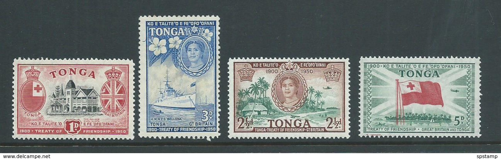 Tonga 1951 Great Britain Friendship Treaty Part Set 4 MLH - Tonga (...-1970)