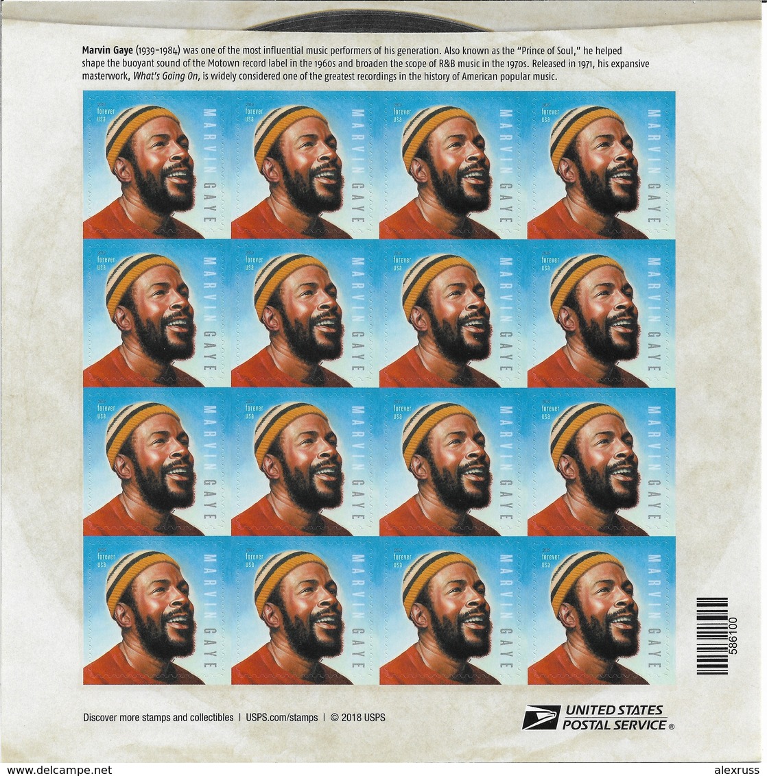 2019 MARVIN GAYE MUSIC LEGEND SHEET OF 16 FOREVER STAMP # 5371,XF MNH !! PO FRESH !! - Music