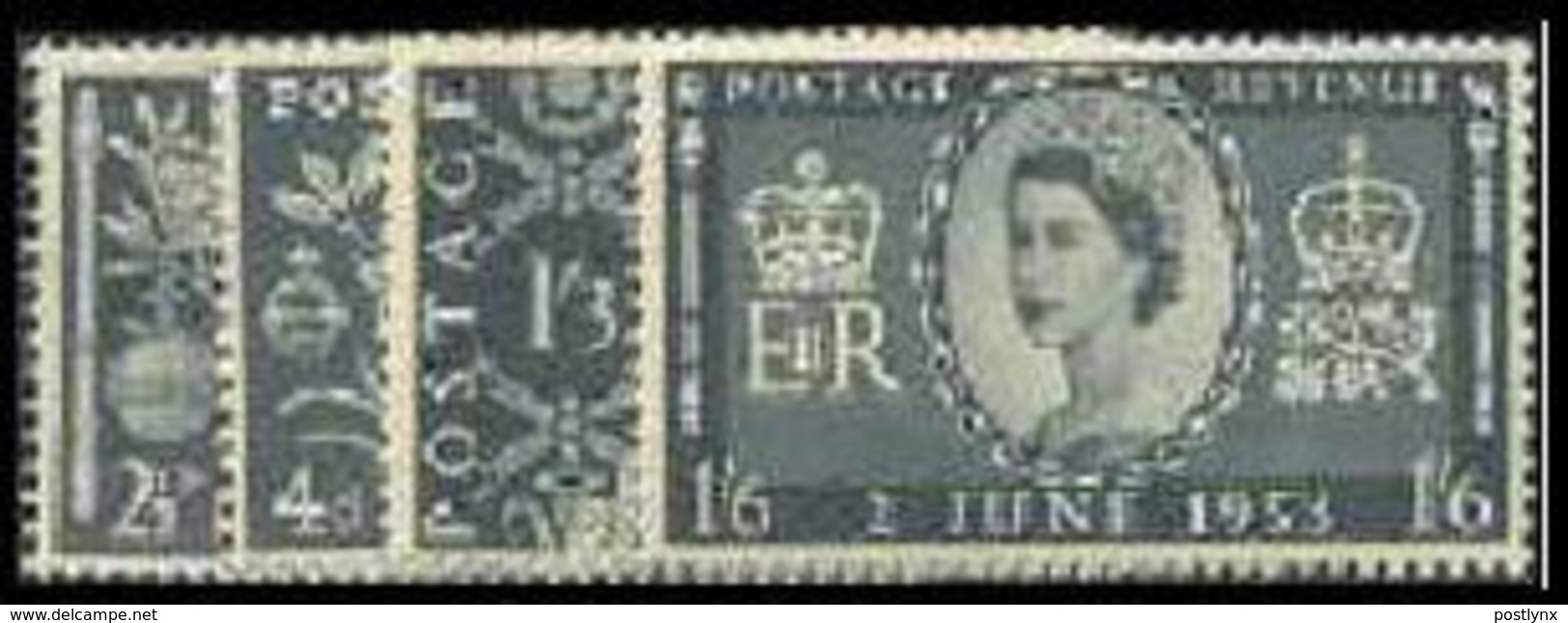 GREAT BRITAIN 1953 QII Coronation Perf. BLACKPRINT SET:4 - Essais & Réimpressions