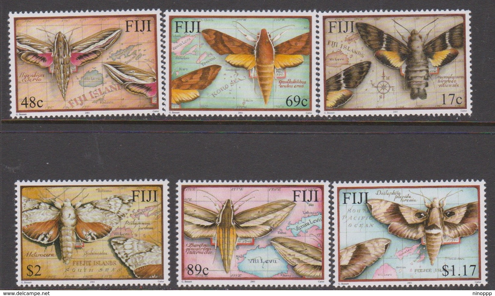 Fiji SG 1116-1121 2001 Moths, Mint Never Hinged - Fiji (1970-...)