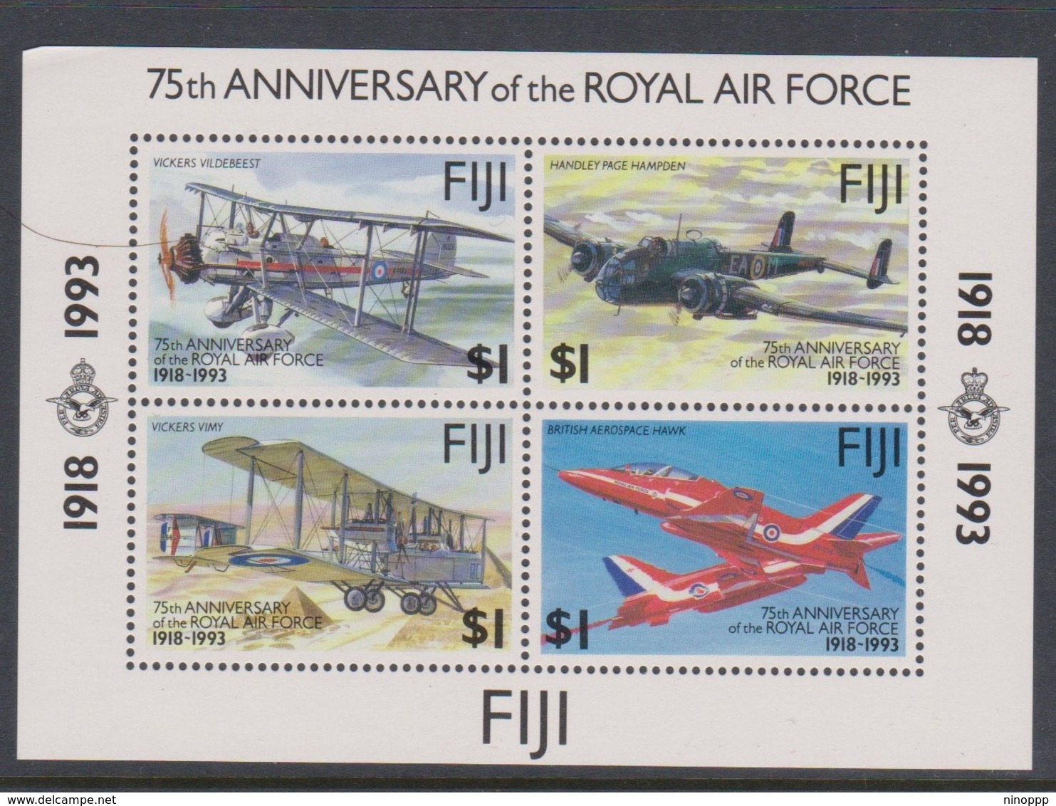 Fiji SG MS 877 1993 Air Force ,Miniature Sheet,mint Never Hinged - Fiji (1970-...)