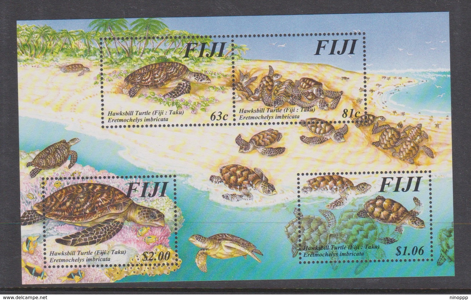 Fiji SG MS 981 Hawksbill Turtle ,Miniature Sheet,mint Never Hinged - Fiji (1970-...)