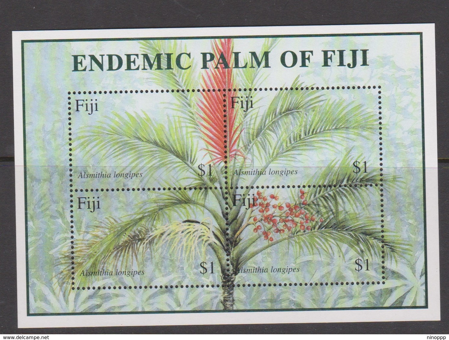 Fiji SG MS 1106 2000 Endemic Palm ,Miniature Sheet,mint Never Hinged - Fiji (1970-...)