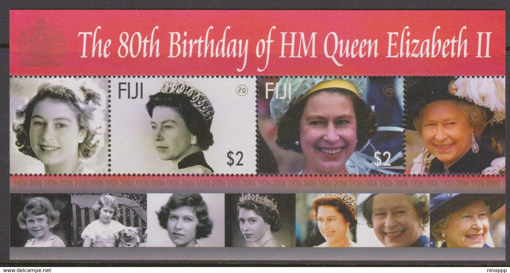 Fiji SG MS 1319 2006 Queen Elizabeth II 80th Birthdat ,Miniature Sheet,mint Never Hinged - Fiji (1970-...)