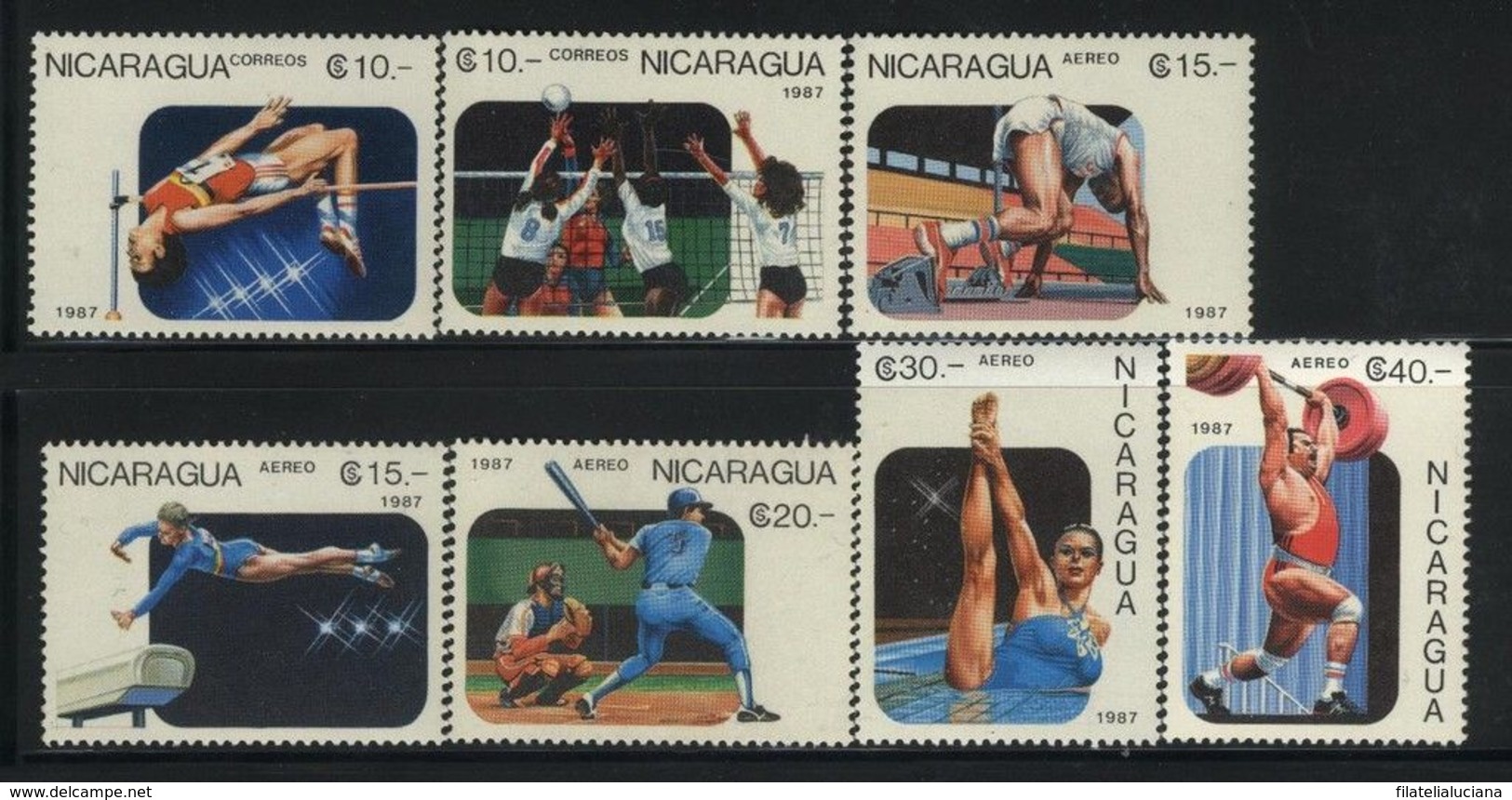 MNH Set Nicaragua 1987 Sports Volleyball Beisball Run - Nicaragua