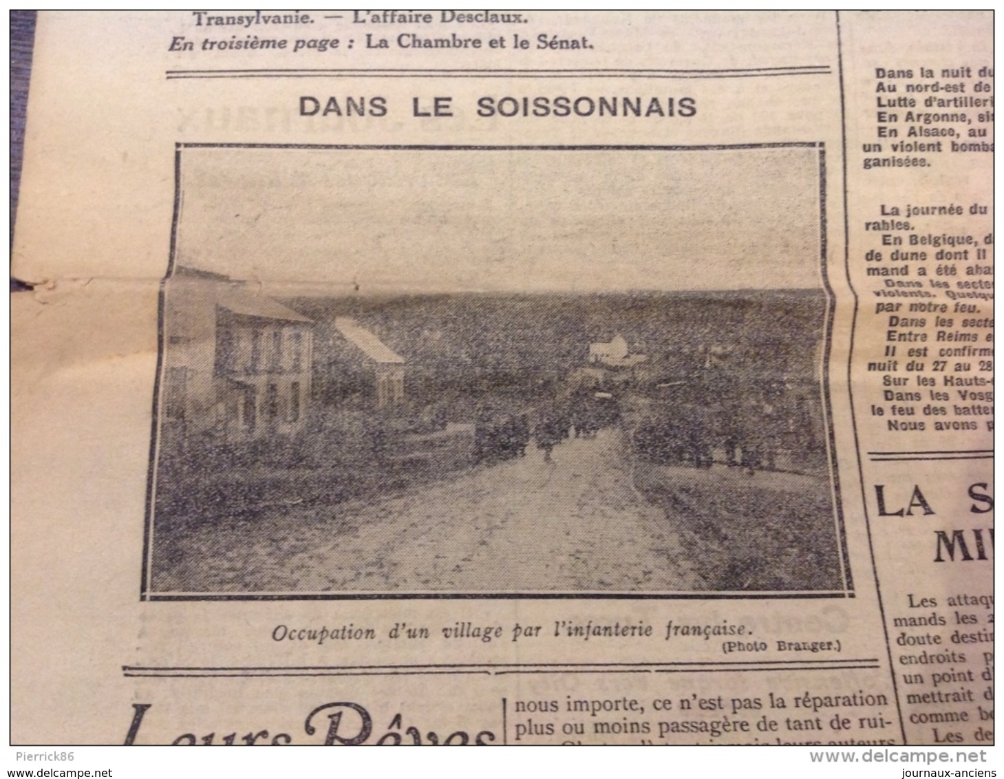 WW1 Le 30 Janvier 1915 LA FRANCE DE BORDEAUX ET DU SUD OUEST - DANS LE SOISSONNAIS - Français