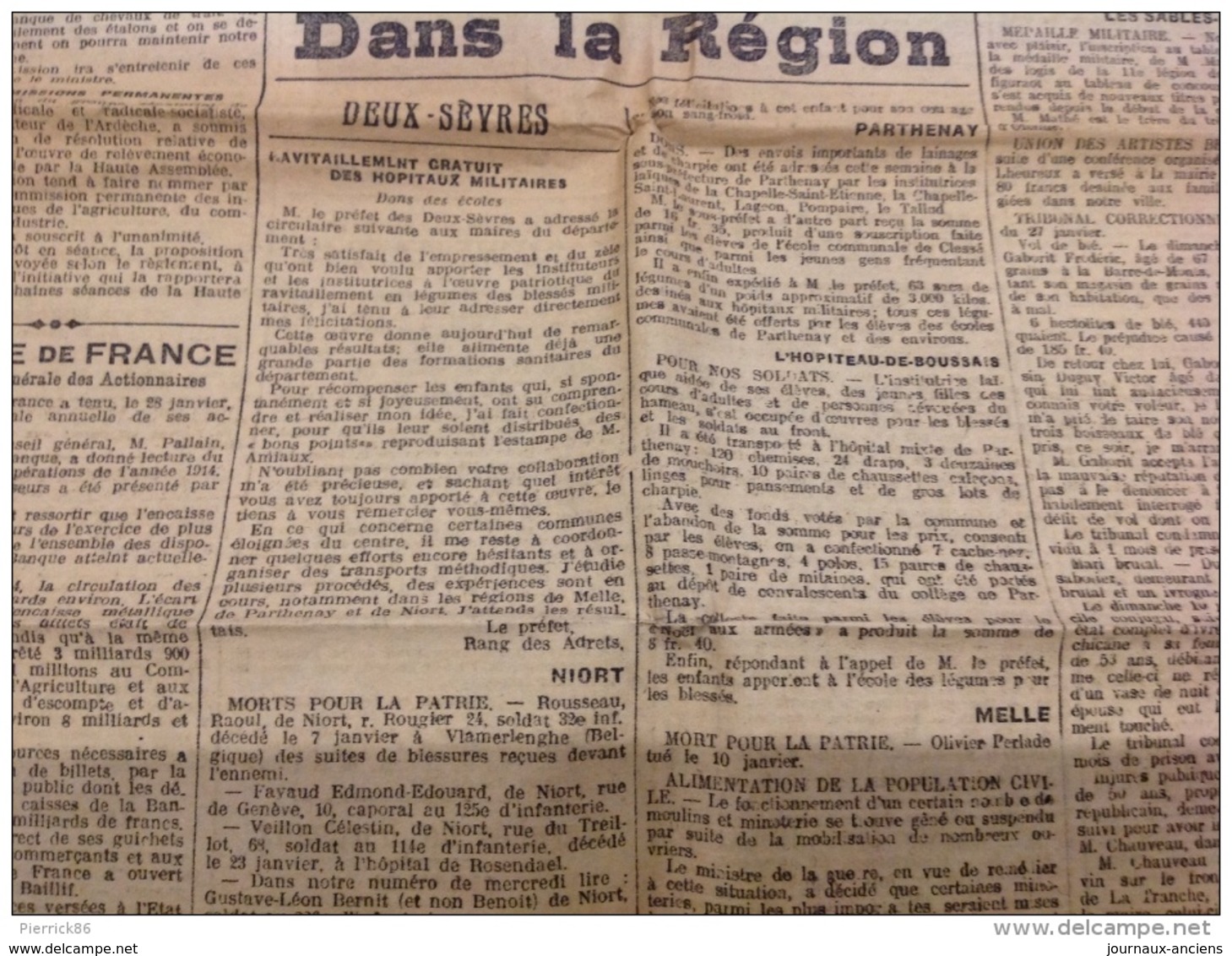 WW1 Le 30 Janvier 1915 LA FRANCE DE BORDEAUX ET DU SUD OUEST - DANS LE SOISSONNAIS