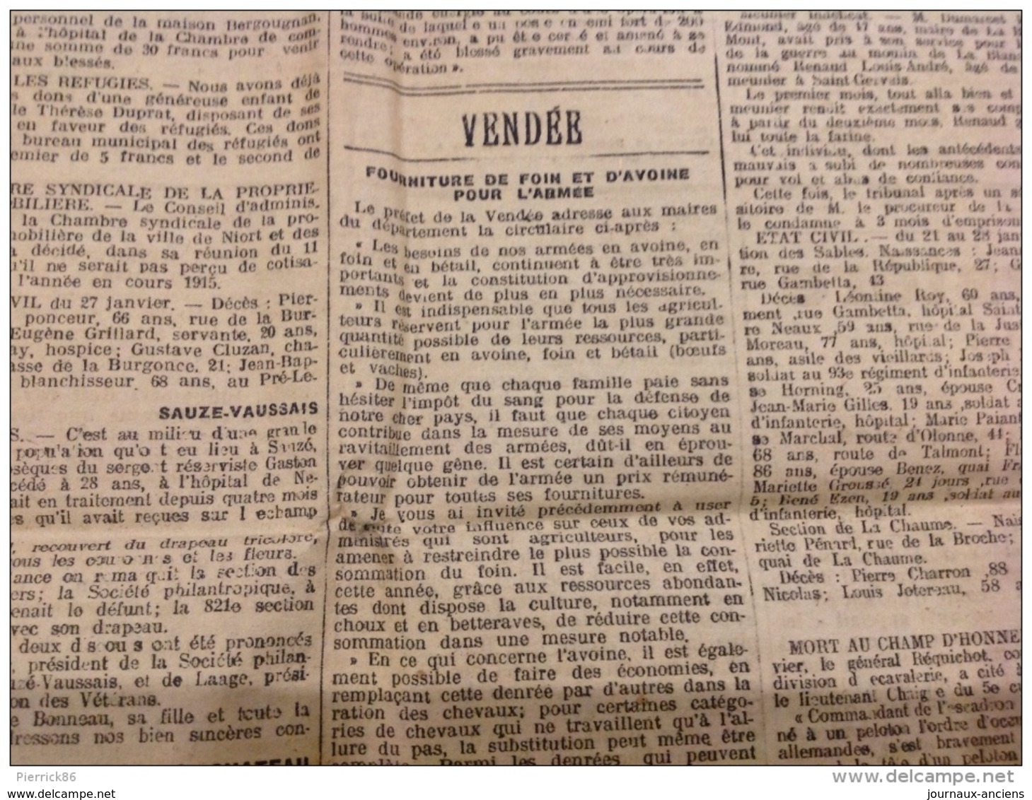 WW1 Le 30 Janvier 1915 LA FRANCE DE BORDEAUX ET DU SUD OUEST - DANS LE SOISSONNAIS