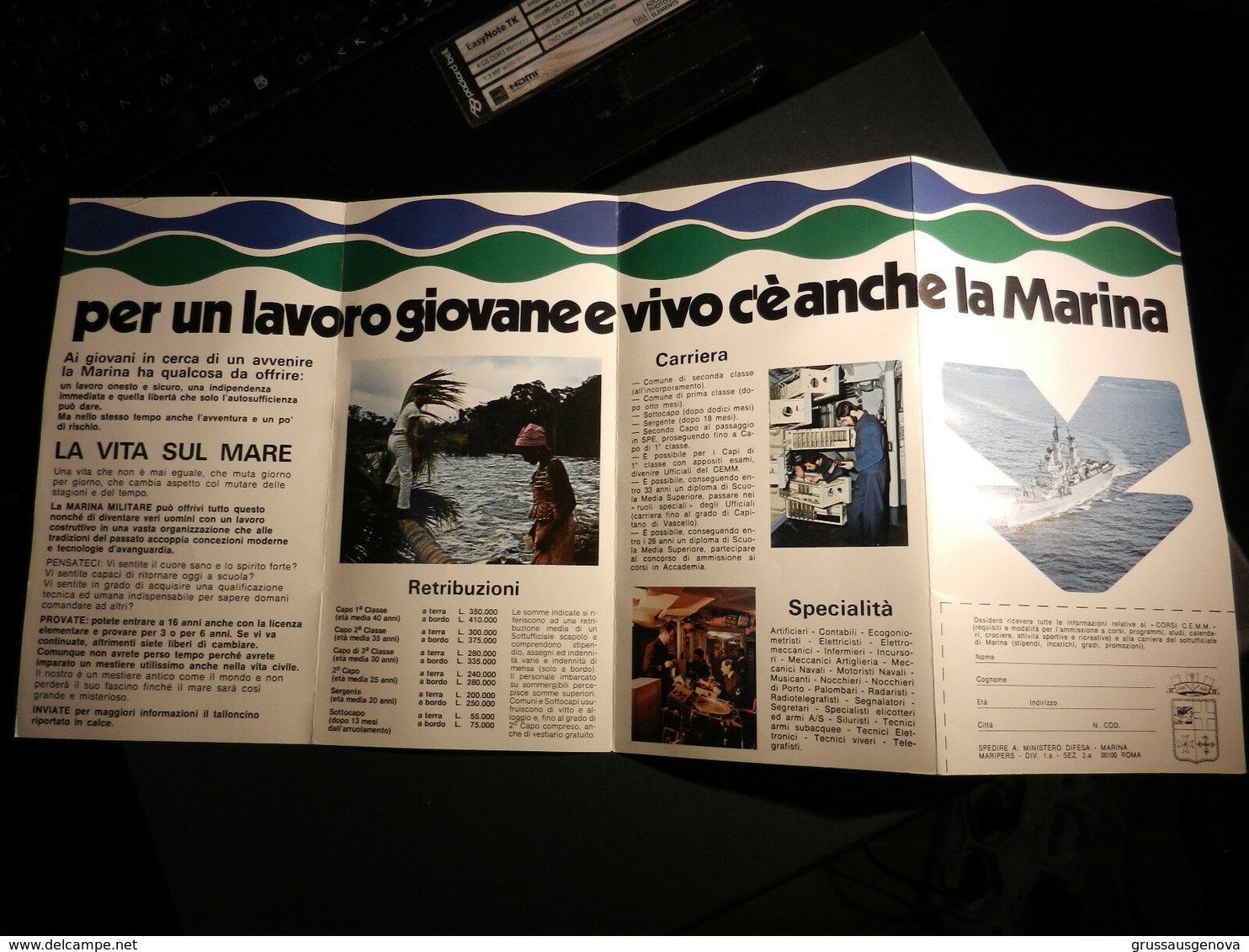 6b) MARINA MILITARE ITALIANA OPUSCOLO BROCHURE PER FERMA TRIENNALE BUONE CONDIZIONI  DIMENSIONI APERTO 43 X 21 Cm CIRCA - Altri & Non Classificati