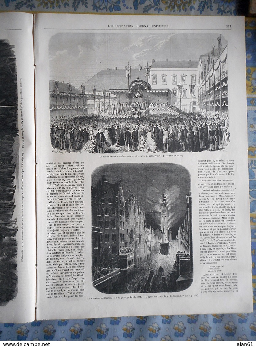 L' ILLUSTRATION 02/11/1861 ROI DE PRUSSE KOENIGSBERG DANTZIG MONTENEGRO FORT KLOBUCK LALLE BESSEGES MINES CIVITA VECCHIA - 1850 - 1899