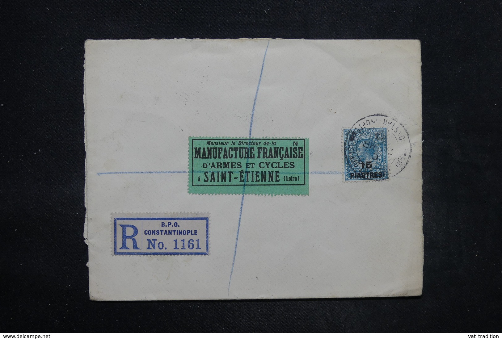 LEVANT BRITANNIQUE - Enveloppe En Recommandé De Constantinople Pour St Etienne En 1923 , Affr. Plaisant - L 26750 - Levant Britannique