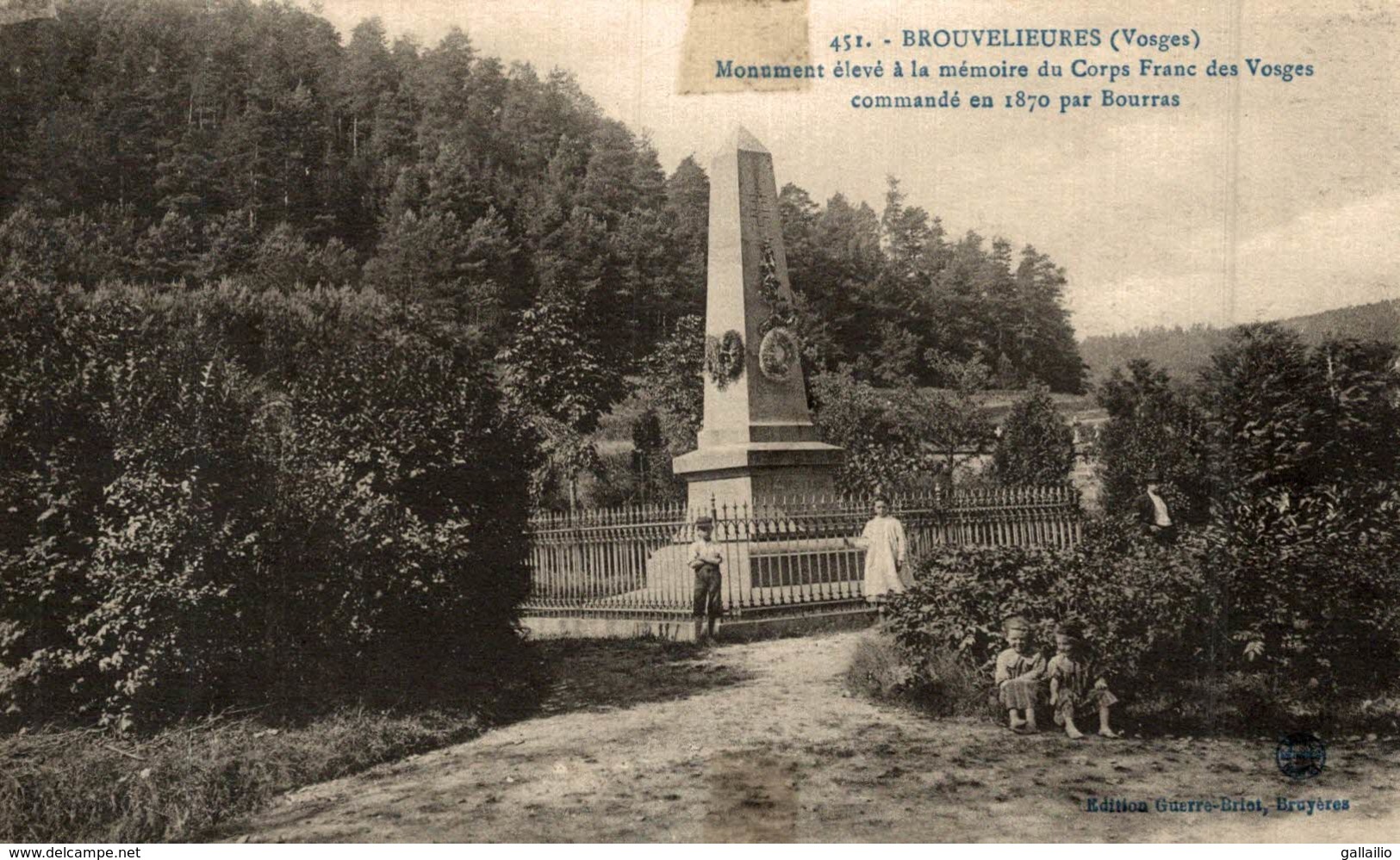 BROUVELIEURES MONUMENT A LA MEMOIRE DU CORPS FRANC DES VOSGES - Brouvelieures