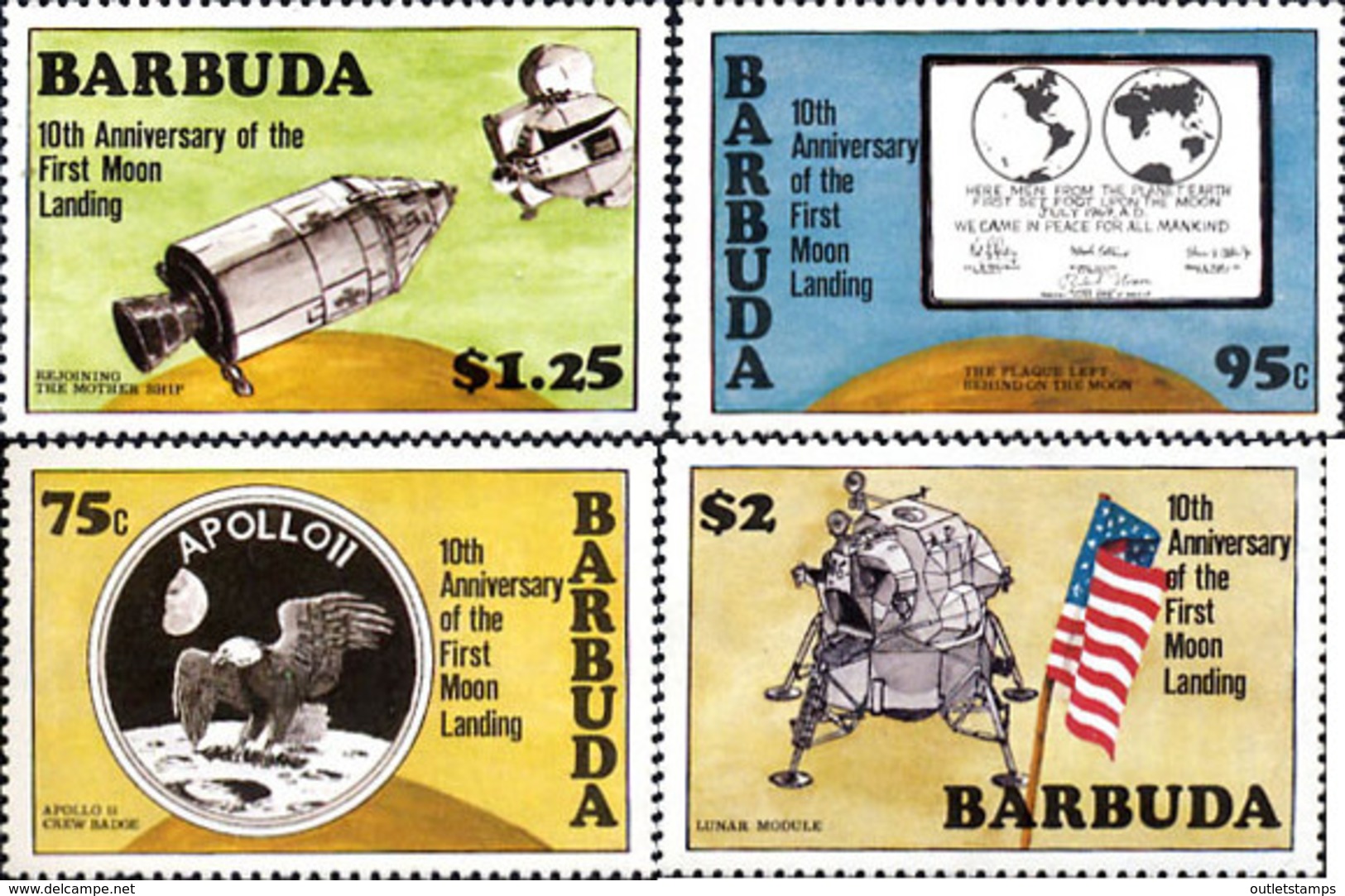 Ref. 163770 * NEW *  - BARBUDA . 1980. 10th ANNIVERSARY OF FIRST MANNED MOON LANDING. 10 ANIVERSARIO DEL PRIMER ALUNIZAJ - Antigua And Barbuda (1981-...)